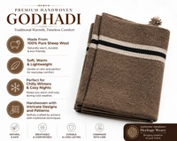 ClyPa Authentic Handwoven Brown Dhangari Ghongadi | Pure Sheep Wool Traditional Blanket | Double Size - GRAY