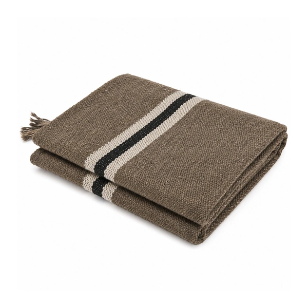 ClyPa Authentic Handwoven Brown Dhangari Ghongadi | Pure Sheep Wool Traditional Blanket | Double Size - GRAY