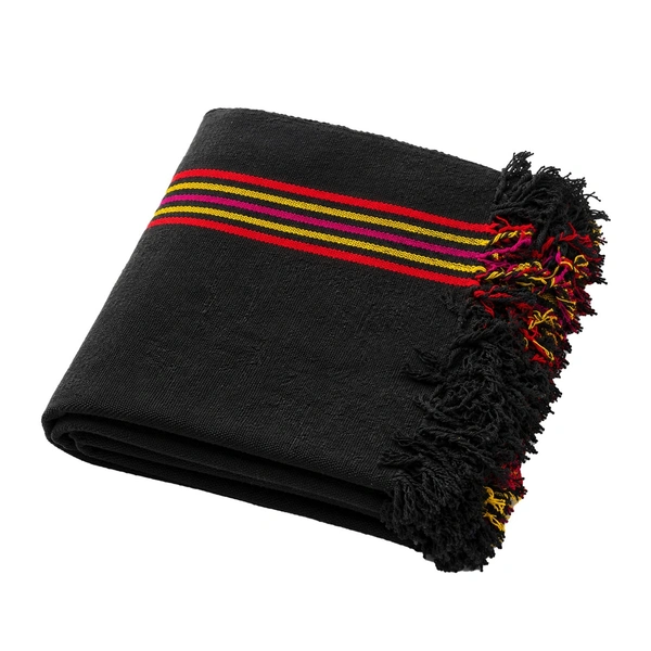 ClyPa Authentic Handwoven Dhangari Ghongadi | Pure Sheep Wool Traditional Blanket | Black with Traditional Border | Double Size - Weight: 2.5–3.5 kg (depending on your product), Length: 210 cm Width: 150 cm, Black, White