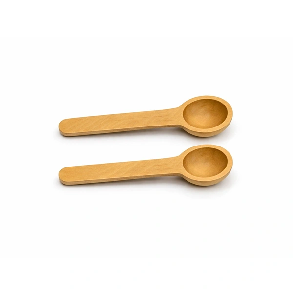 ClyPa Clypa Light Brown Traditional Wooden Natural Handcrafted Play Kitchen Toy Spoons Set (Pack fo 2) - 9cm X 2cm X 1cm