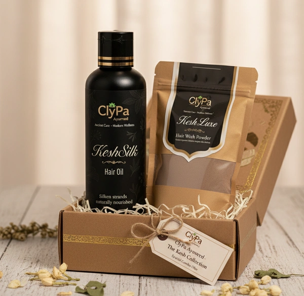 ClyPa Herbal Hair Oil and Powder Combo Pack – Natural Hair Growth Booster, Frizz Control, Root Repair & Scalp Detox - 50ml + 100gm