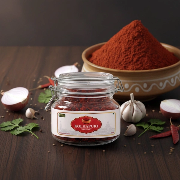 ClyPa Authentic Kolhapuri Chutney – Traditional Kaanda-Lasun Masala Blend | Fiery Onion-Garlic Spice Mix from Maharashtra - 500gm