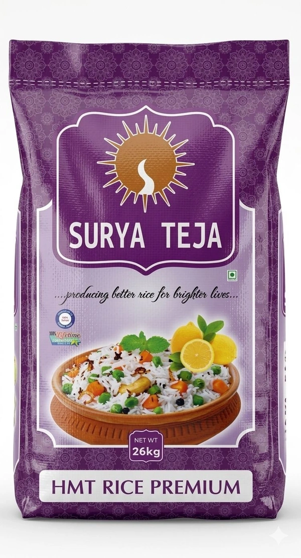 Surya Teja Premium HMT Rice 26kg in Hyderabad | Best Quality Rice - 26KGS