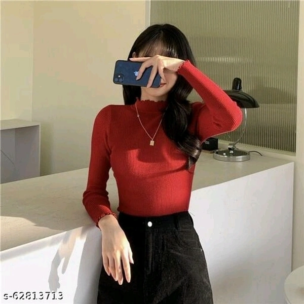 Stylish women highneck babylock top - mustard Tops & Tunics - M