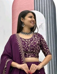 Jivika Fashionable Women Lehenga - Purple, Semi Stitched