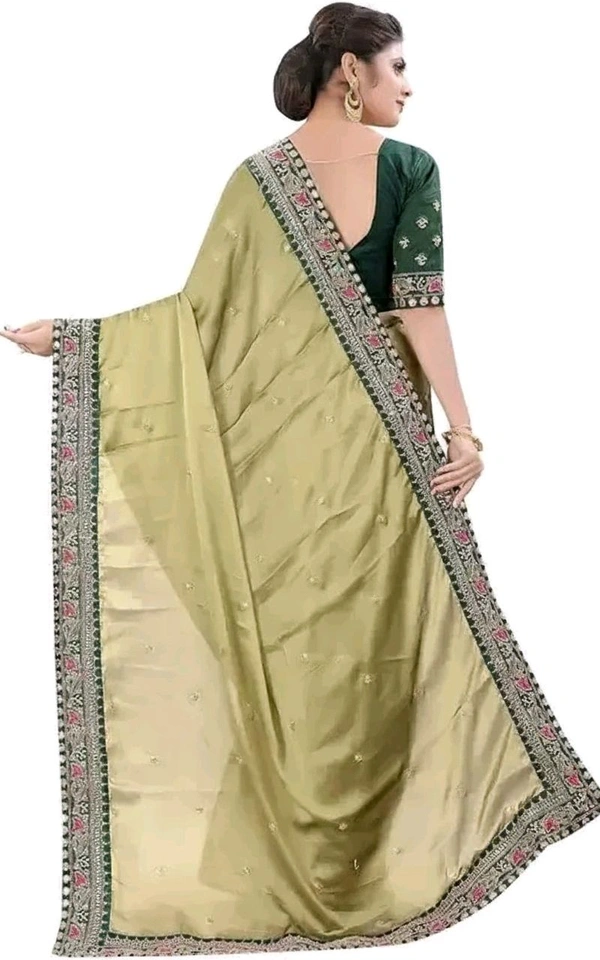 Women's Designer Party Wear Bollywood Saree With Blouse - Green, Free Size