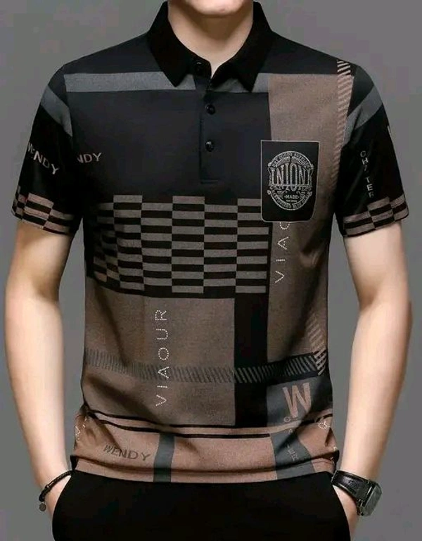 Typography Regular Polo Black T-shirt - Black, XL