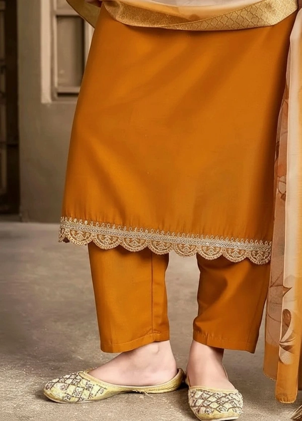 Dhruhi Women's Kurta And Pant With Dupatta Set - mustard, M