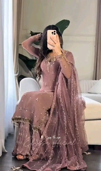 Sharara Suit - Brown, XL