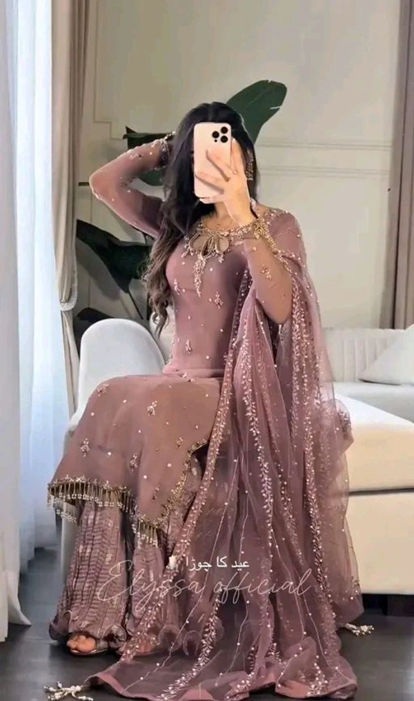 Sharara Suit - Brown, XL