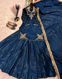 Sharara Suit - Navy Blue, M