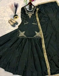 Sharara Suit - Navy Blue, M