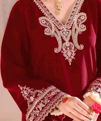 Embroidered kurta With Bottom And Dupatta Set - mustard, XXL