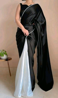 Women Satin Silk With Unstitched Blouse Piece - Maroon, Free Size