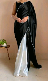 Women Satin Silk With Unstitched Blouse Piece - Maroon, Free Size