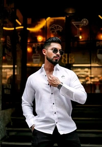 Stylish Combo Shirt And T-shirt For Men - White, S