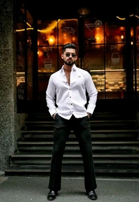 Stylish Combo Shirt And T-shirt For Men - White, L