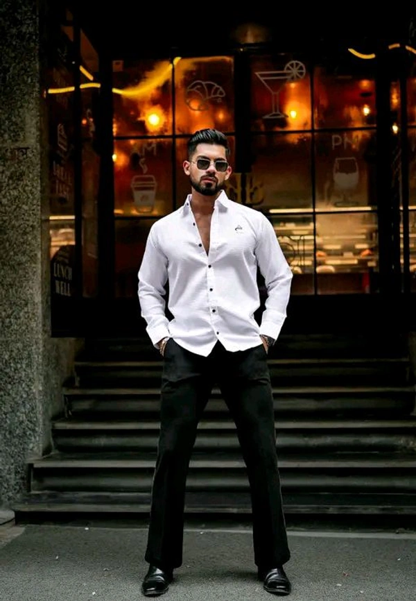 Stylish Combo Shirt And T-shirt For Men - White, L