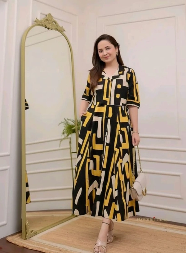 A-LINE KURTI - L, Golden Fizz