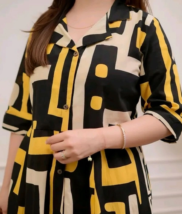A-LINE KURTI - L, Golden Fizz