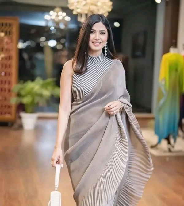 CRUSH SAREE - Gray