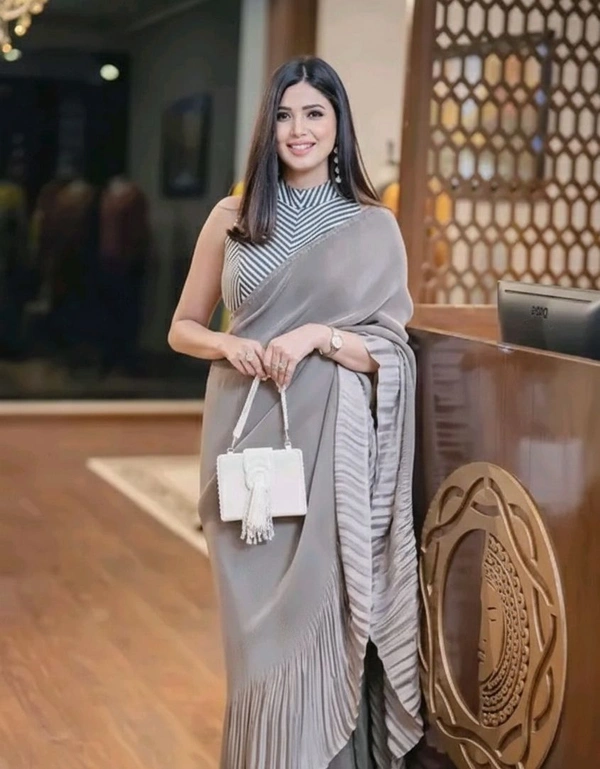 CRUSH SAREE - Gray