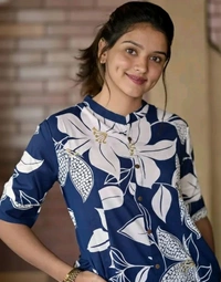 BEYHADH Floral Printed Mandarin Collar A-line Kurta And Palazzo - XXL, Blue