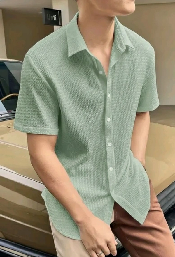 Textured Men Shirt - XXL, Mint Green