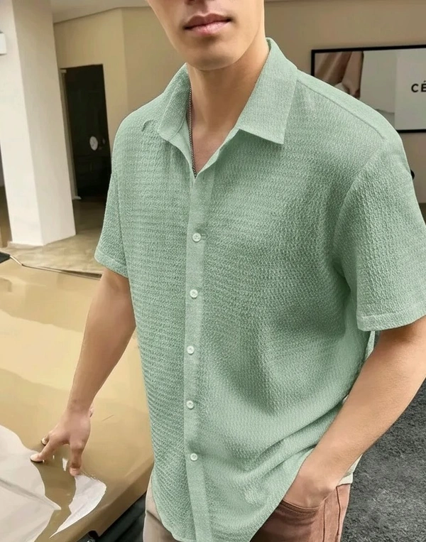 Textured Men Shirt - XXL, Mint Green