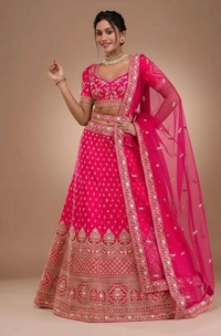Lehenga Choli Satin Silk Blend - Free Size, Pink