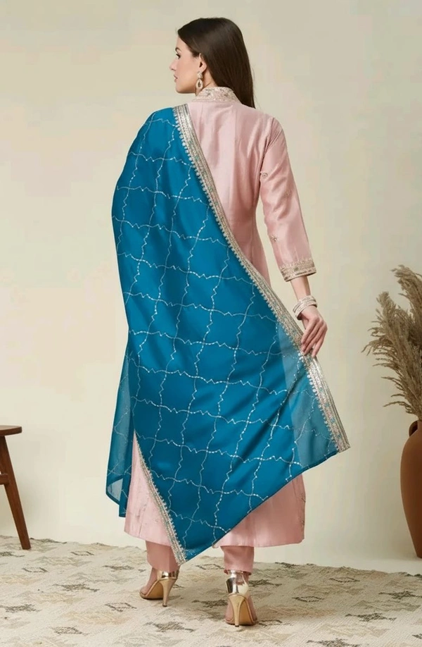 SINCERO Anarkali Dupatta And Pant Set - S, Mint Green