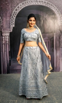 Charvi Ensemble Women Lehenga - Un Stitched, Gray