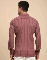 VOROXY Men Regular Striped Spread Collar Shirt - XL, Purple Pizzazz