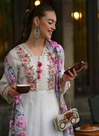 Kurta Set For Women - M, White