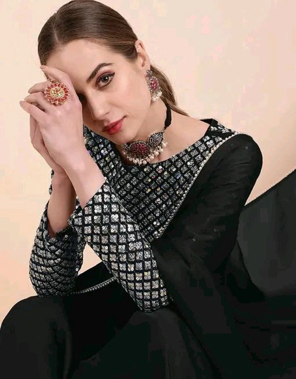 Trendy Satin Silk Saree For Women - Free Size, Black
