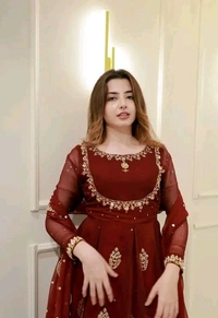 Faux Georgette Gown And Dupatta - XXL, Maroon