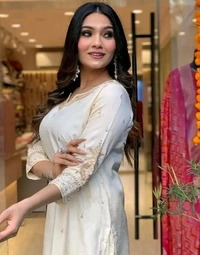 Chanderi Silk Kurti Set For Women - L, White