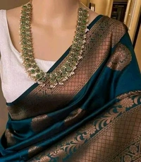 Embellished Litchi Silk Saree - Free Size, Teal