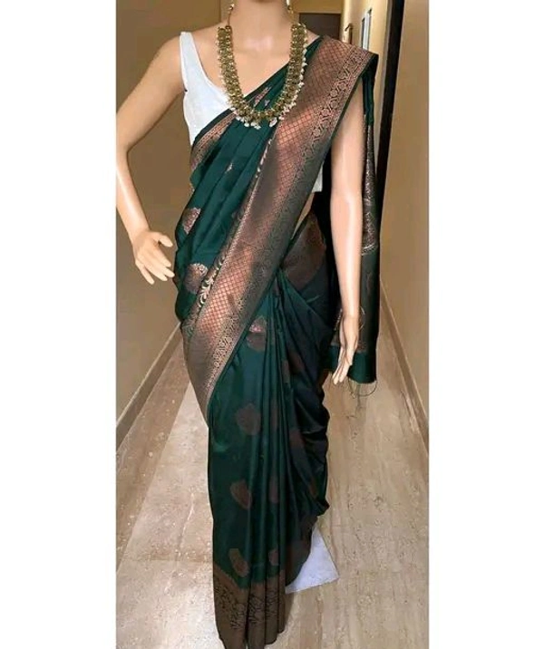 Embellished Litchi Silk Saree - Free Size, Teal