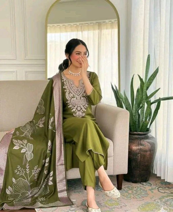 Kurti Set For Women With Dupatta And And Bottomwear - M, Mint Green