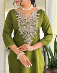 Kurti Set For Women With Dupatta And And Bottomwear - M, Mint Green