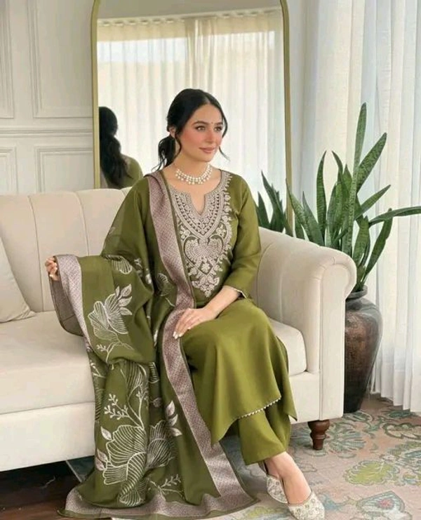 Kurti Set For Women With Dupatta And And Bottomwear - M, Mint Green