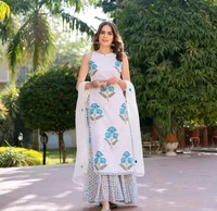 Sharara Kurti Set With Dupatta - S, White