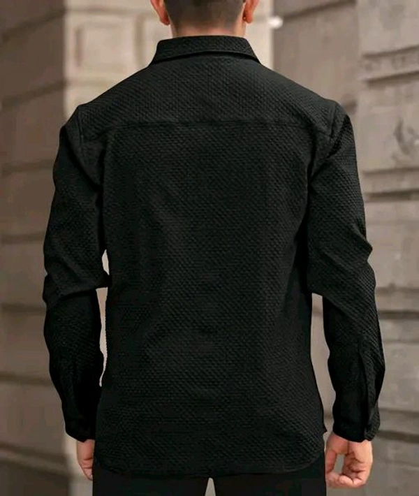 Structured Full Sleeve Shirt For Men - L, Black