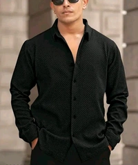 Structured Full Sleeve Shirt For Men - XL, Black