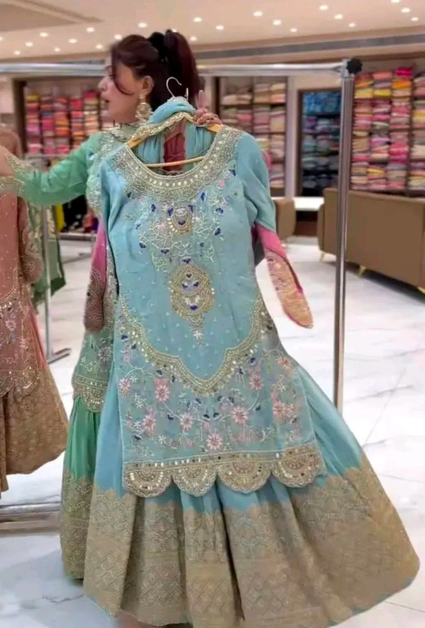 Sharara Plazzo and Dupatta, Party Ware Facny Look - SS38 - 44