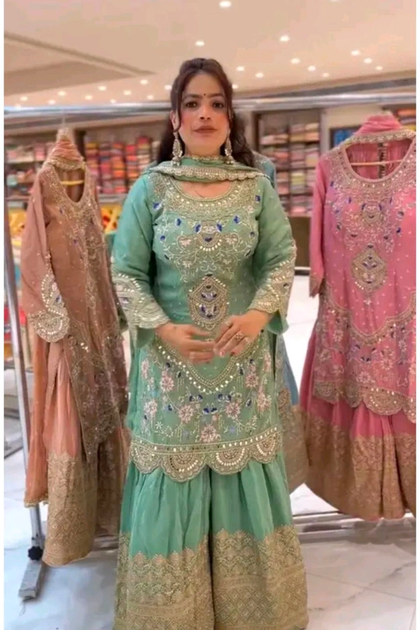 Sharara Plazzo and Dupatta, Party Ware Facny Look - SS39 - 44