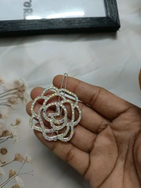 Silver Rhinestone Floral Lock Pin