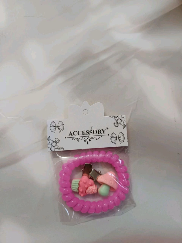 Kids Wired Hairband and Hairclips  Combo Pack - Pink