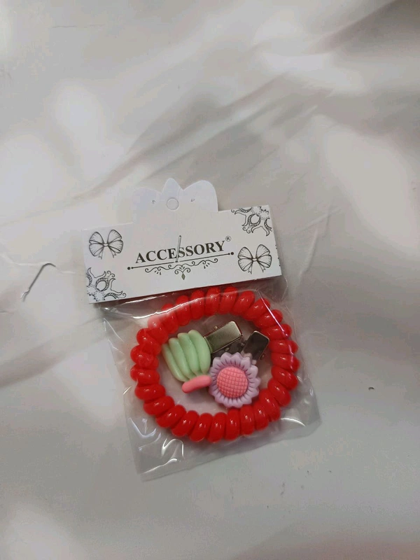 Kids Wired Hairband and Hairclips  Combo Pack - Red